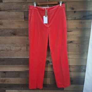 J.Crew Kate Red Velvet Pants 12T High Rise Striaght Leg NWT